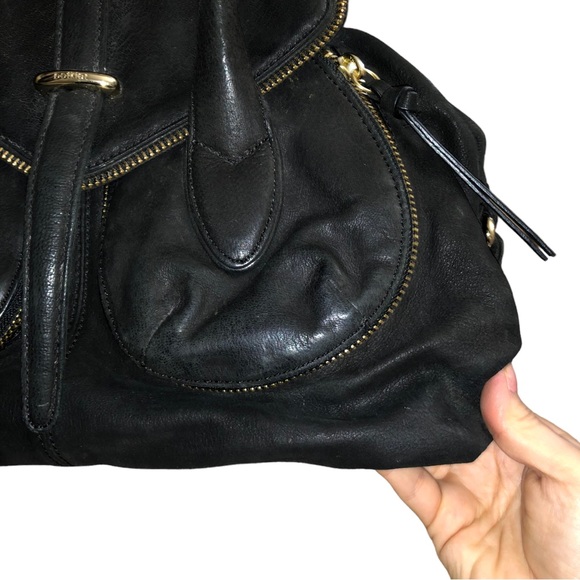 Botkier Black Leather Gold Hardware Zipper Accent Satchel Shoulder Bag - Picture 16 of 16